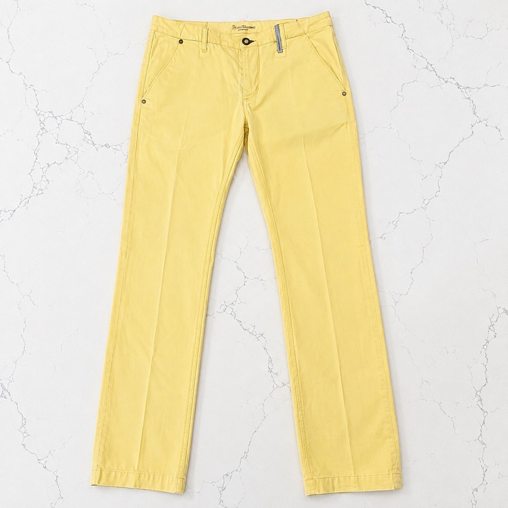 Robert Graham Slim Jim Yellow Pants Men's Size 32 Straight Leg 100% Cotton